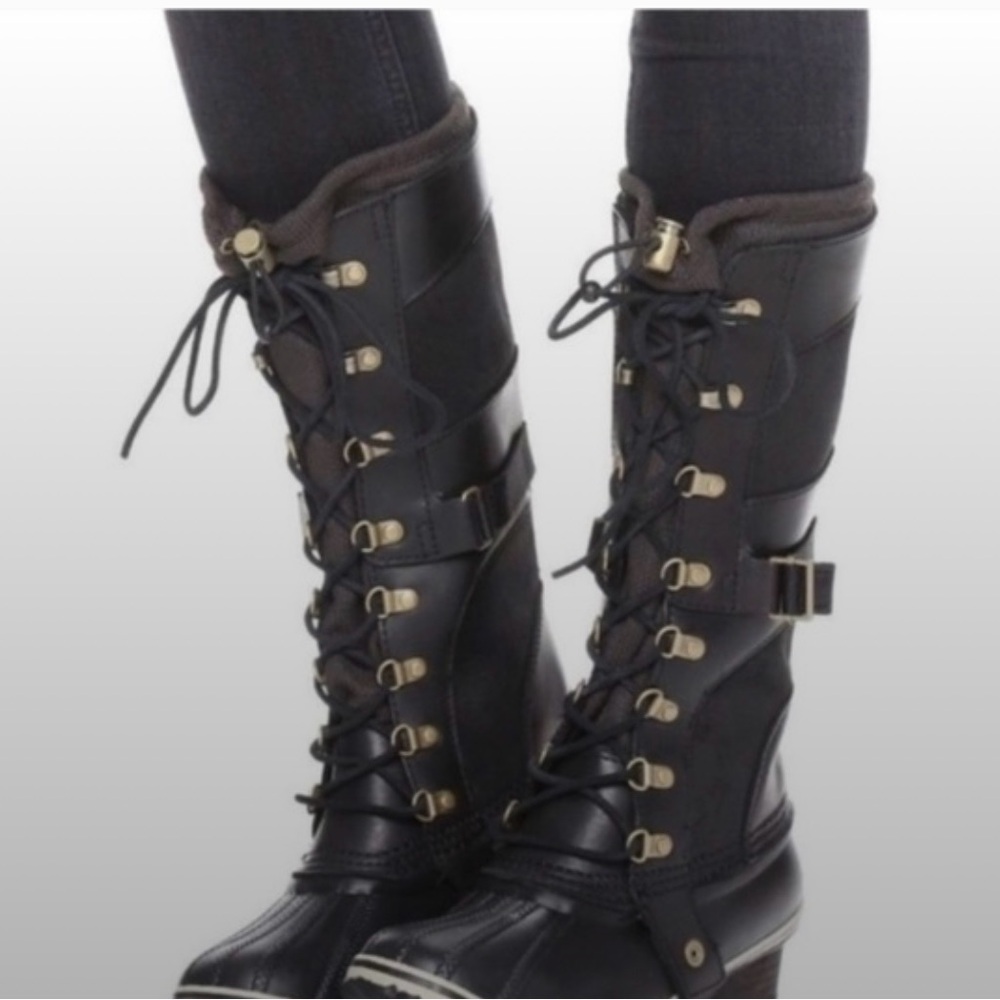 Black Lace-Up Sorel Knee-High Boots